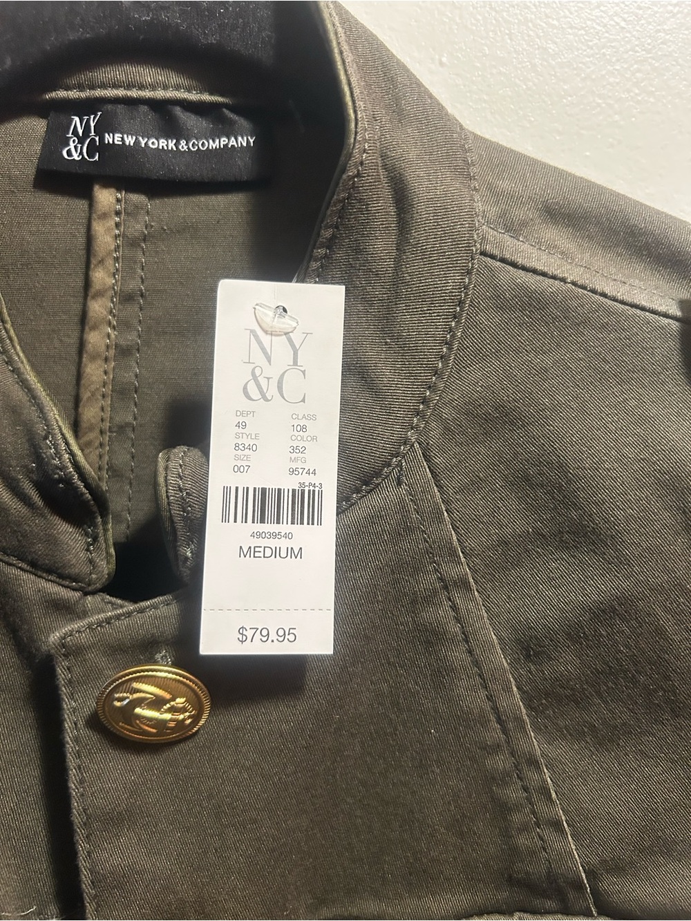 New Military-Style Women’s Jacket with Gold Buttons - Olive Green - Picture 4 of 4